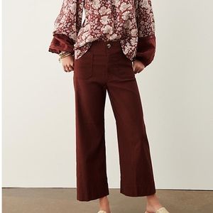 Colette Wide Leg Cropped Pant - maroon